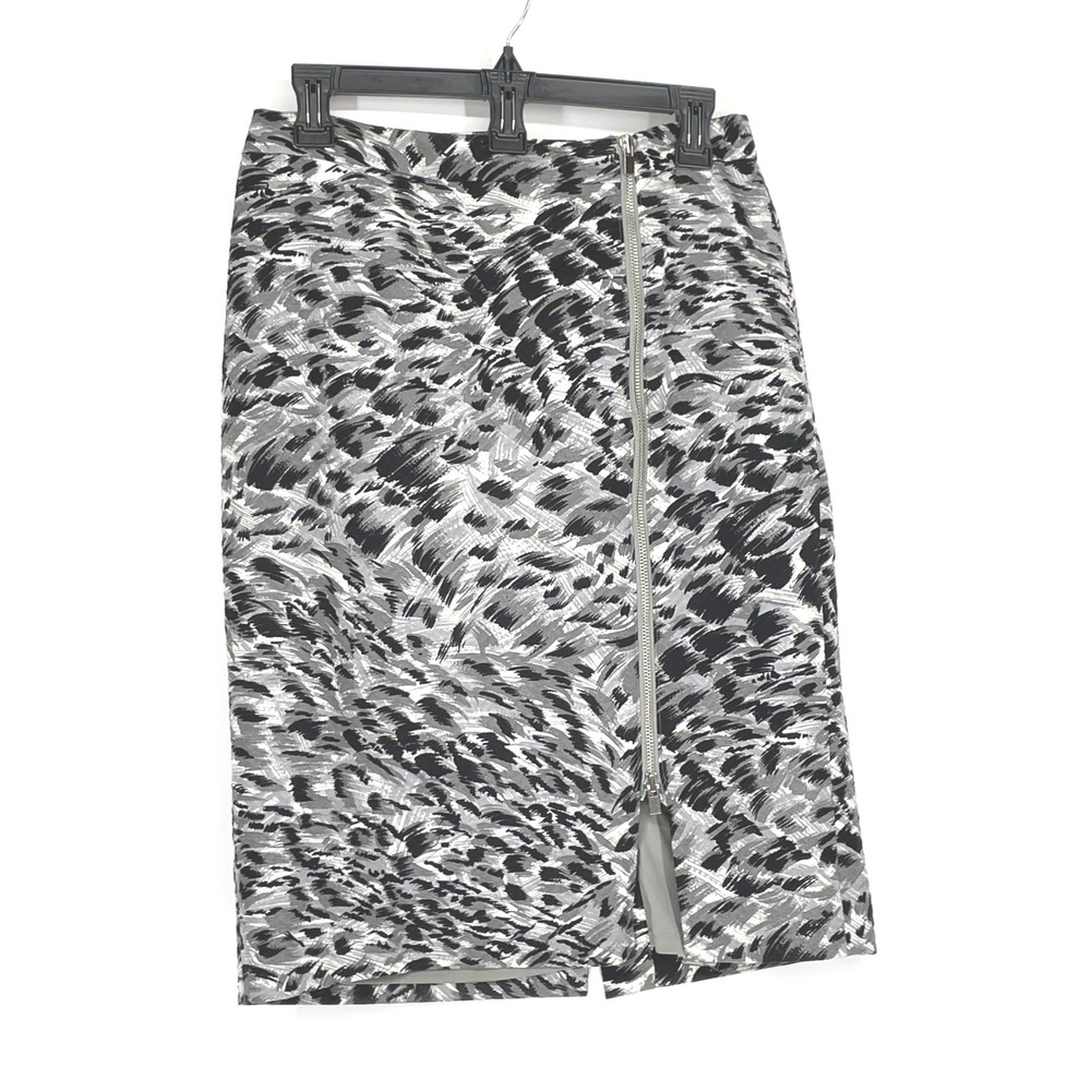 Talbots Womens Skirt 6 Pencil‎ Grey Abstract Front Zip Detail